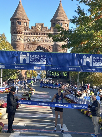 Ethan Hermann of Philadelphia was the male winner of the half marathon in a time of 1:05:17