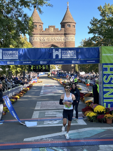 Alex Norstrom of Glastonbury, CT was the male winner of the marathon in a time of 2:17:56
