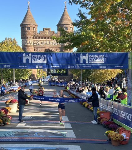 Annmarie Tuxbury of Boone, NC was the female winner of the half marathon in a time of 1:13:25