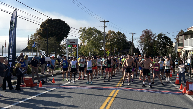 Runners at the start of the marathon